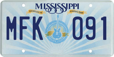 MS license plate MFK091