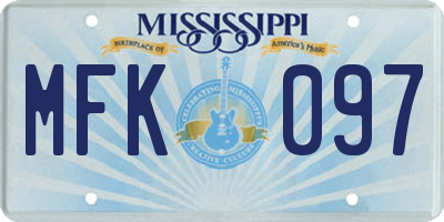 MS license plate MFK097