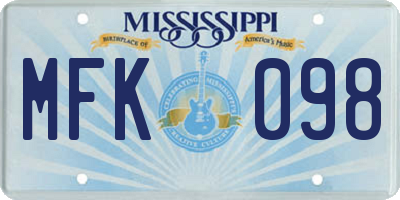 MS license plate MFK098