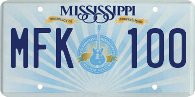 MS license plate MFK100