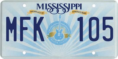 MS license plate MFK105
