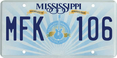 MS license plate MFK106