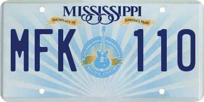 MS license plate MFK110