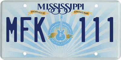 MS license plate MFK111
