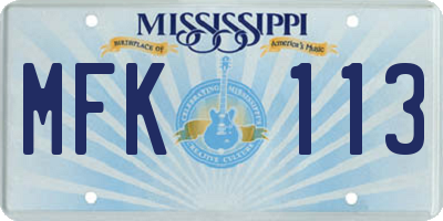MS license plate MFK113