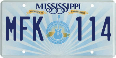 MS license plate MFK114