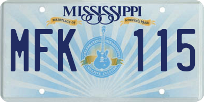 MS license plate MFK115