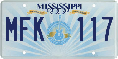 MS license plate MFK117