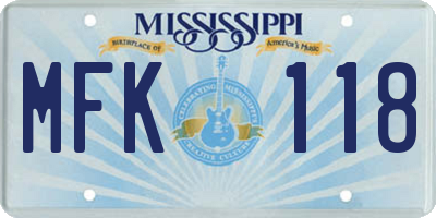 MS license plate MFK118