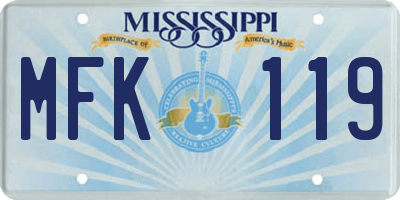 MS license plate MFK119