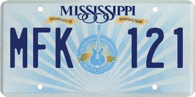 MS license plate MFK121