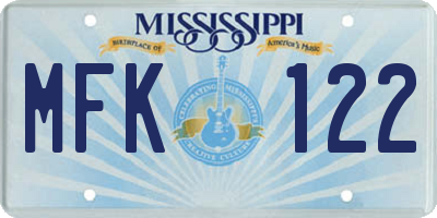 MS license plate MFK122