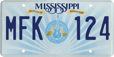 MS license plate MFK124