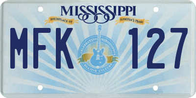 MS license plate MFK127
