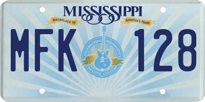 MS license plate MFK128