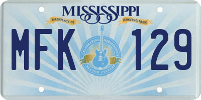 MS license plate MFK129