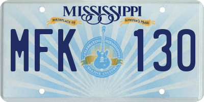 MS license plate MFK130