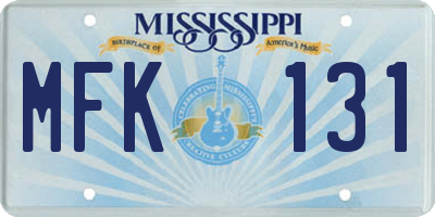MS license plate MFK131