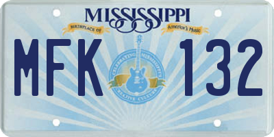 MS license plate MFK132