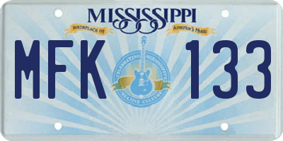 MS license plate MFK133