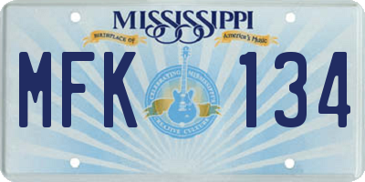 MS license plate MFK134