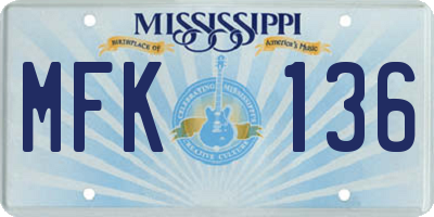 MS license plate MFK136