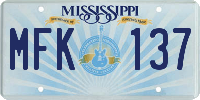 MS license plate MFK137