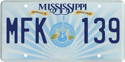 MS license plate MFK139