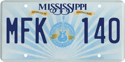 MS license plate MFK140