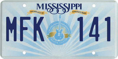 MS license plate MFK141