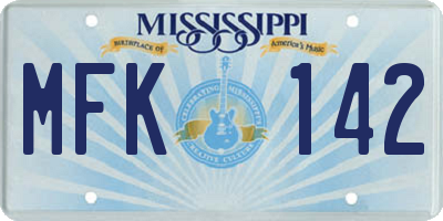 MS license plate MFK142