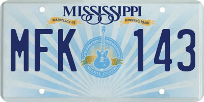 MS license plate MFK143