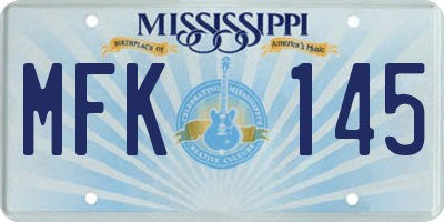 MS license plate MFK145