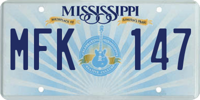 MS license plate MFK147