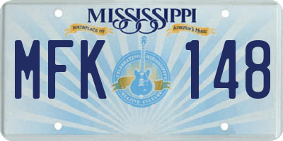 MS license plate MFK148