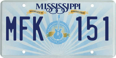 MS license plate MFK151