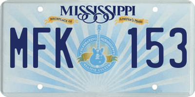 MS license plate MFK153