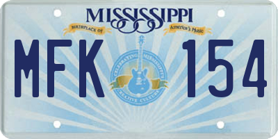 MS license plate MFK154