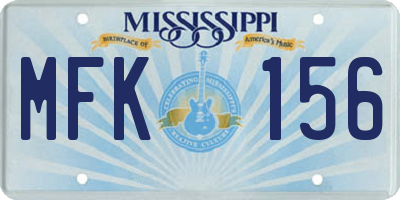 MS license plate MFK156