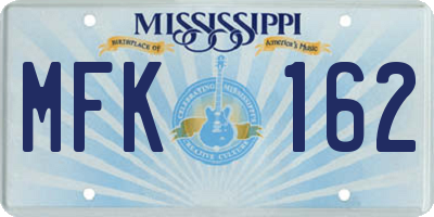 MS license plate MFK162