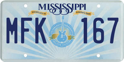 MS license plate MFK167
