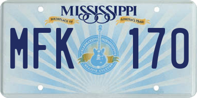 MS license plate MFK170