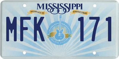 MS license plate MFK171