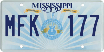 MS license plate MFK177