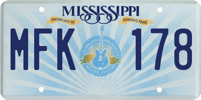 MS license plate MFK178