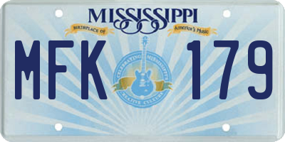 MS license plate MFK179