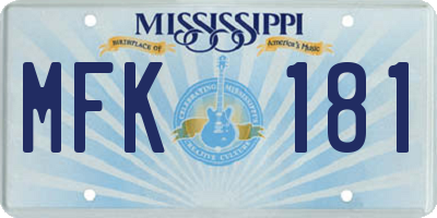 MS license plate MFK181