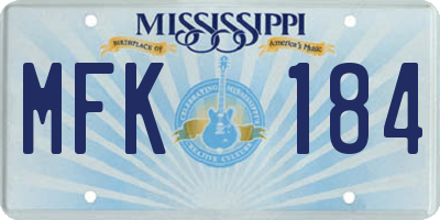 MS license plate MFK184