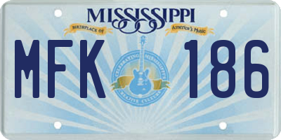 MS license plate MFK186