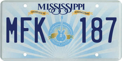 MS license plate MFK187
